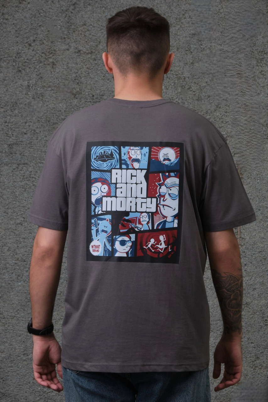 Чоловіча оверсайз футболка - Rick and Morty Dark Gray (Арт.: 8049318)