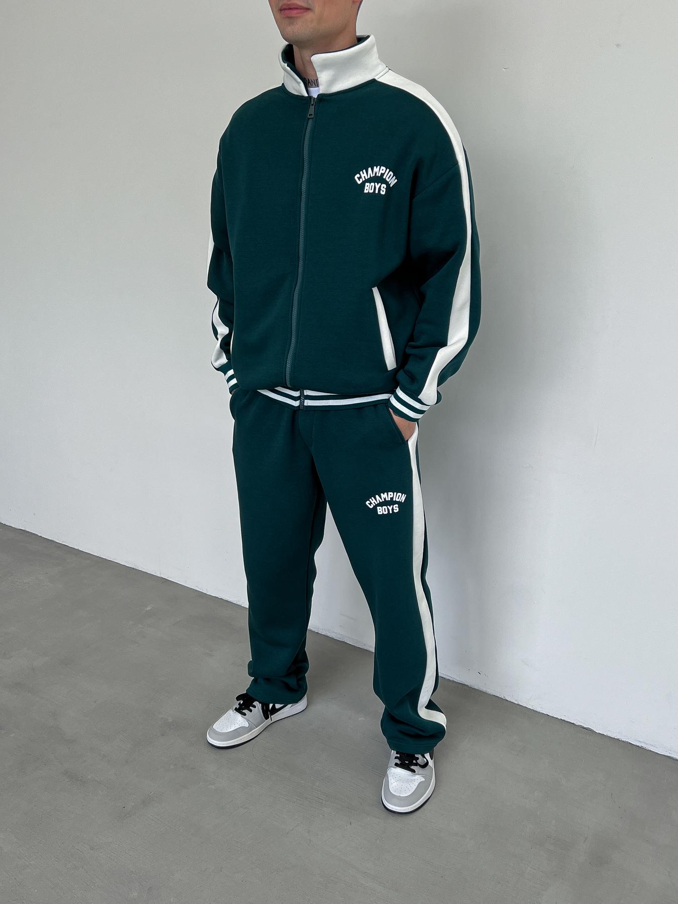 Чоловічий оверсайз костюм Champion Boys на флісі у зеленому кольорі (Арт.: CB3044)