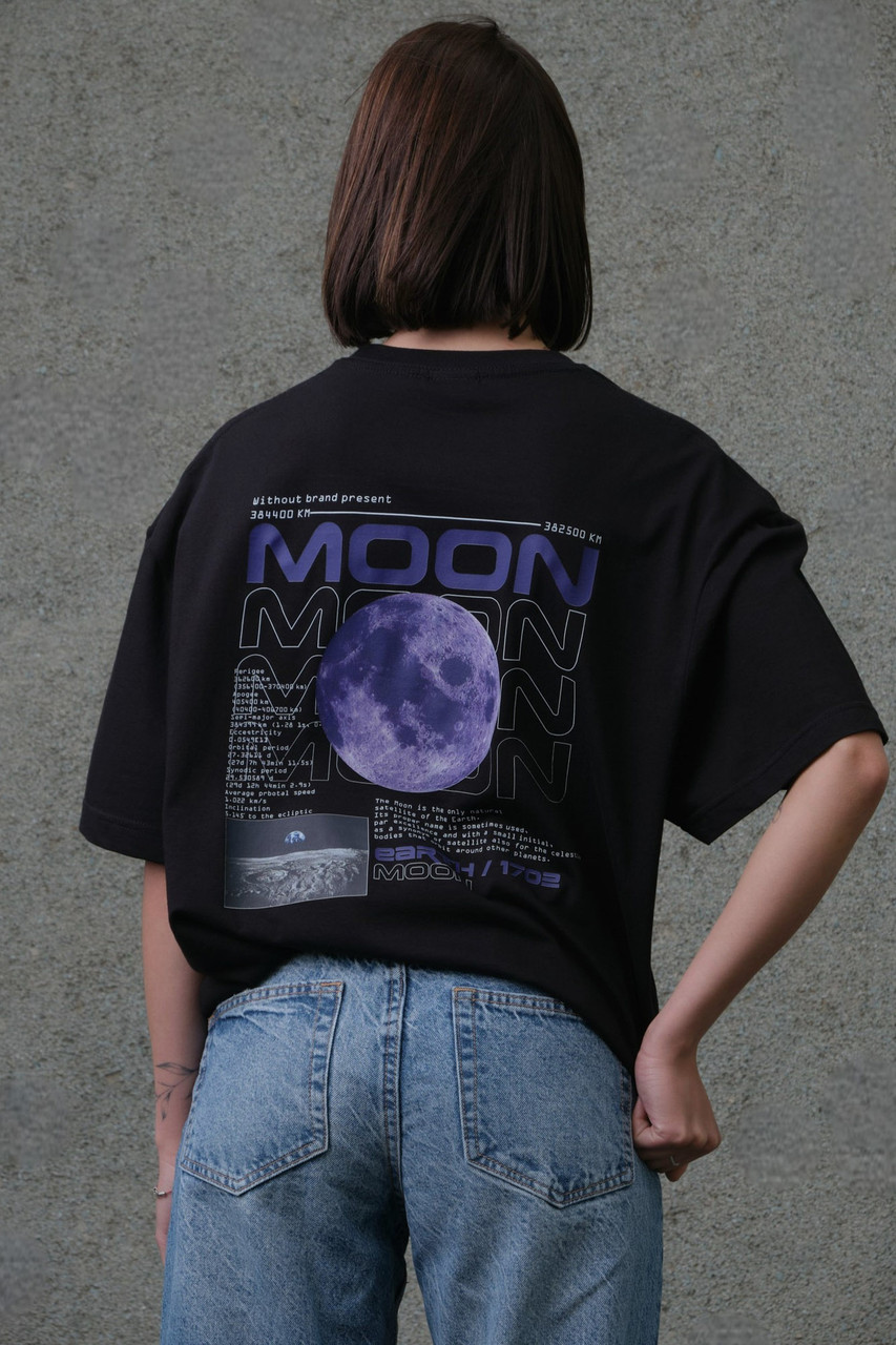 Жіноча Оверсайз Футболка З Принтом Without Moon Black (Арт.: 3283134)
