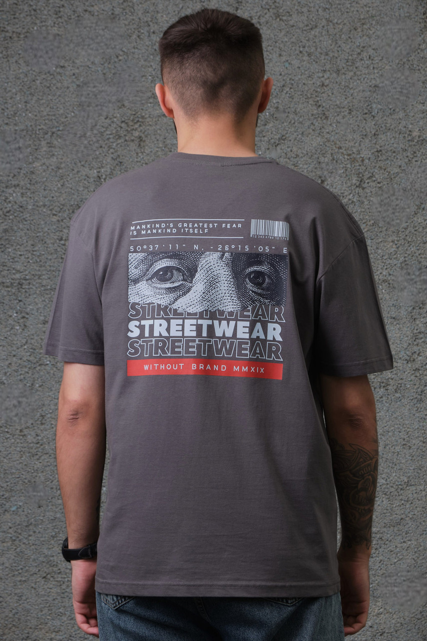 Чоловіча оверсайз футболка - Streetwear Dark Gray (Арт.: 8049320)