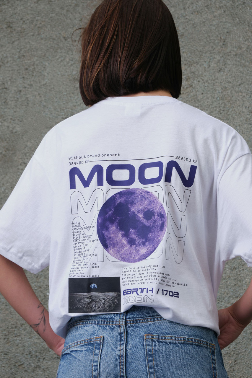 Жіноча Оверсайз Футболка З Принтом Without Moon White (Арт.: 3283136)