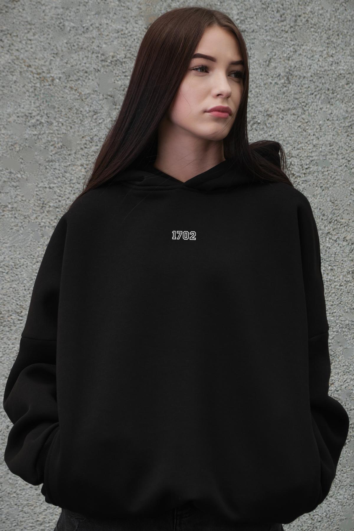 Жіноче оверсайз худі на флісі 1702 Black (Арт.: 3802942)