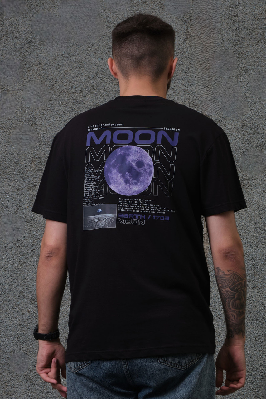 Чоловіча Оверсайз Футболка З Принтом Without Moon Black (Арт.: 8049306)