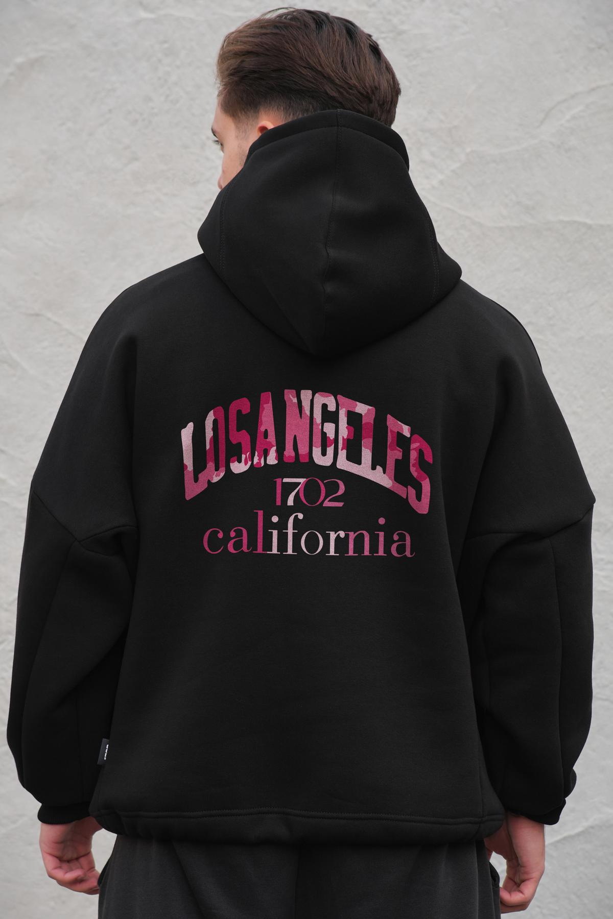Чоловіче оверсай худі на флісі з капюшоном - California black (Арт.: 8049368)